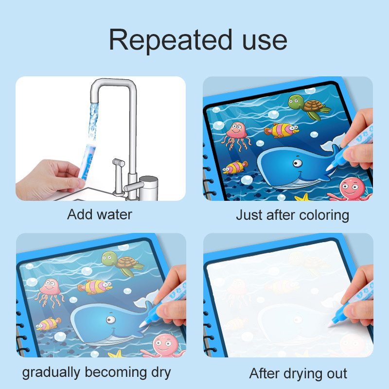 Magic Water Book with Pen Part - огляд і ціна Reusable Water Magic Coloring Book