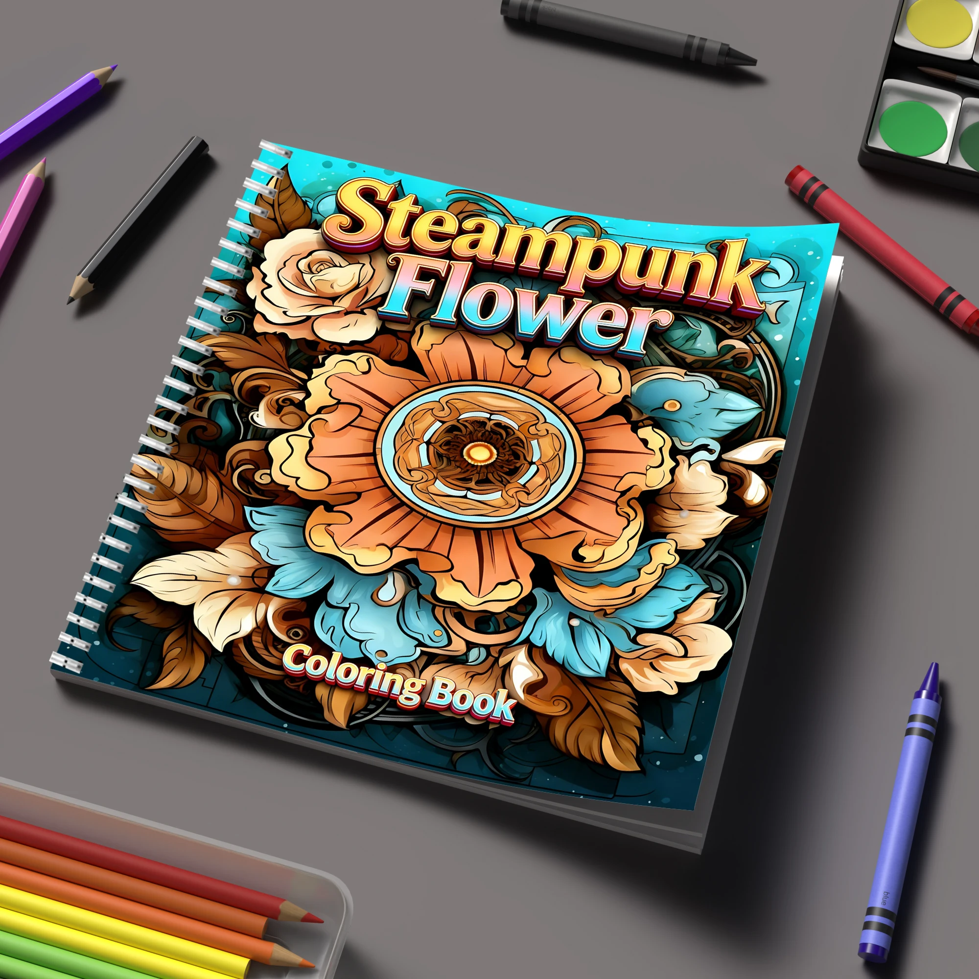 Coloring Book Steampunk Flower - огляд і ціна Adult Coloring Book Stress Relief