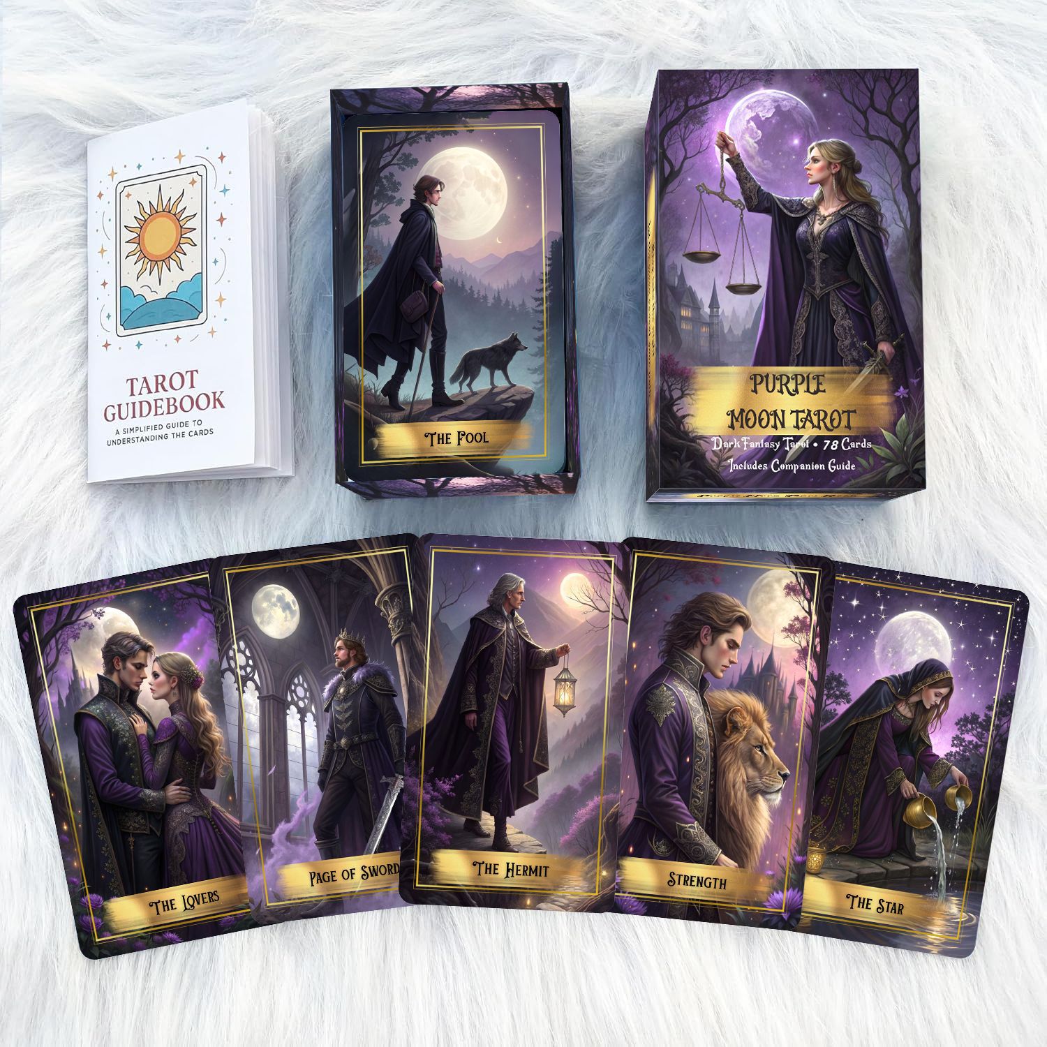 Purple Moon Tarot Cards Deck w - огляд і ціна Tarot Deck With Guidebook